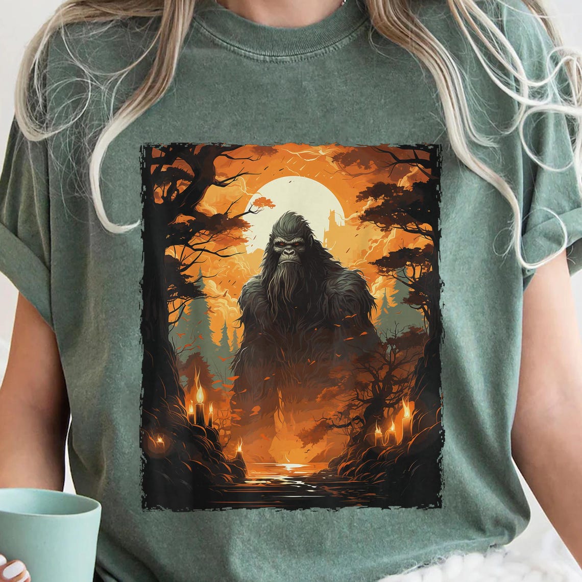 Mystical Bigfoot Forest PNG Design: Sasquatch Artwork (digital Download ...