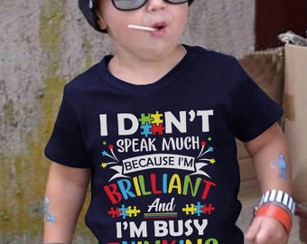 I Don’t Speak Much Because I’m Brilliant PNG, Autism Awareness Design, Puzzle Piece Digital Download, Neurodivergent Thinking Clipart