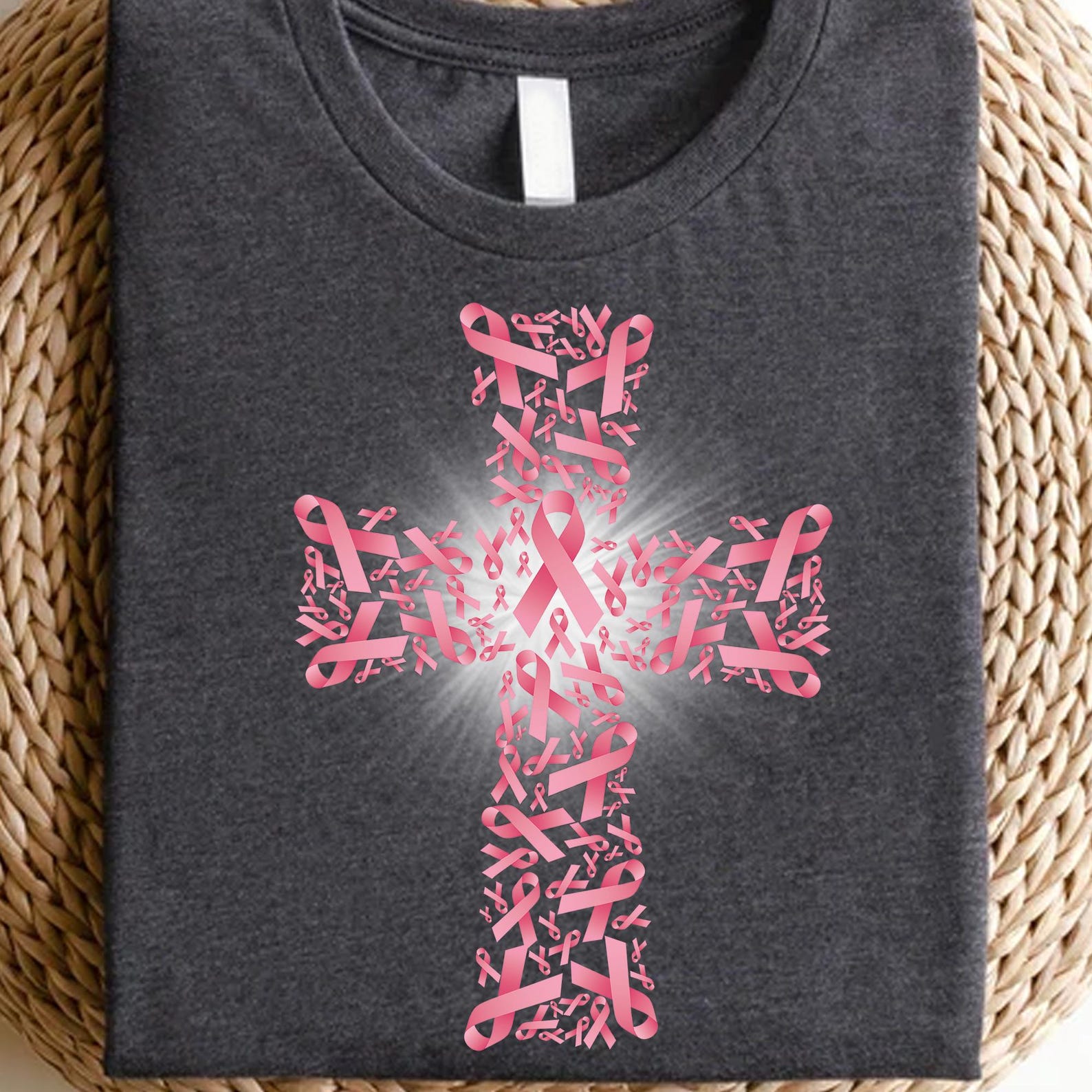 Pink Ribbon Cross PNG: Breast Cancer Awareness Sublimation (digital ...