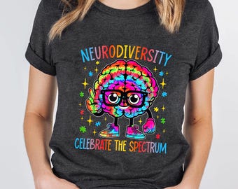 Neurodiversity Rainbow Brain PNG: Autism ADHD Awareness (Digital Download)