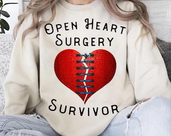 Imagen PNG de un superviviente de cirugía cardíaca – Diseño de corazón cosido (Descarga digital)