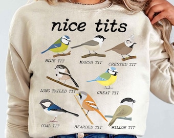 Nice Tits PNG - Bird Species Graphic - Funny Bird Lover Digital Download - Blue Tit Marsh Tit Crested Tit Illustration