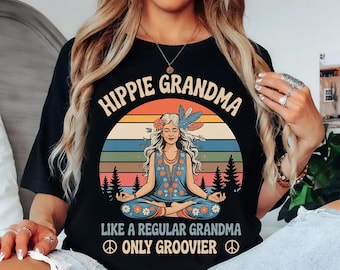Groovy Hippie Grandma PNG – 70s Retro Sublimation Design (Digital Download)