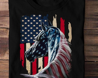 Horse American Flag PNG, Patriotic Horse Sublimation Design, 4th of July Western Cowboy Clipart, USA Flag Horse Head Printable PNG