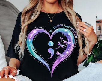 Semicolon Heart PNG, Suicide Awareness, Mental Health (Digital Download)