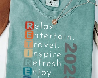 Retired 2025 PNG – Acrostic Word Art Sublimation Design – Funny And Inspirational Retirement Shirt PNG for Men & Women