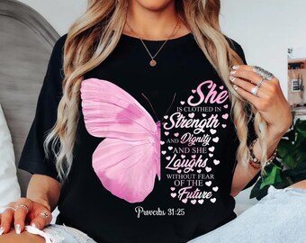 Christian Butterfly PNG, Proverbs 31:25 Faith Quote (Digital Download)