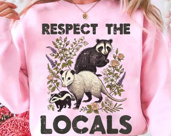 Respect the Locals PNG - Opossum Raccoon Skunk PNG - Funny Woodland Animals Sublimation Design - Wildlife Digital Download