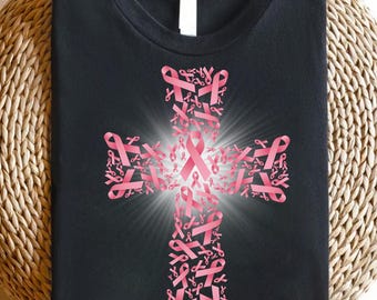 Pink Ribbon Cross PNG: Breast Cancer Awareness Sublimation (Digital Download)