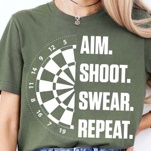Funny Dartboard PNG Design - Aim Shoot Swear Repeat - Digital Download for Dart Players, Bar Games, DIY Shirts, Gifts and Wall Art Decor