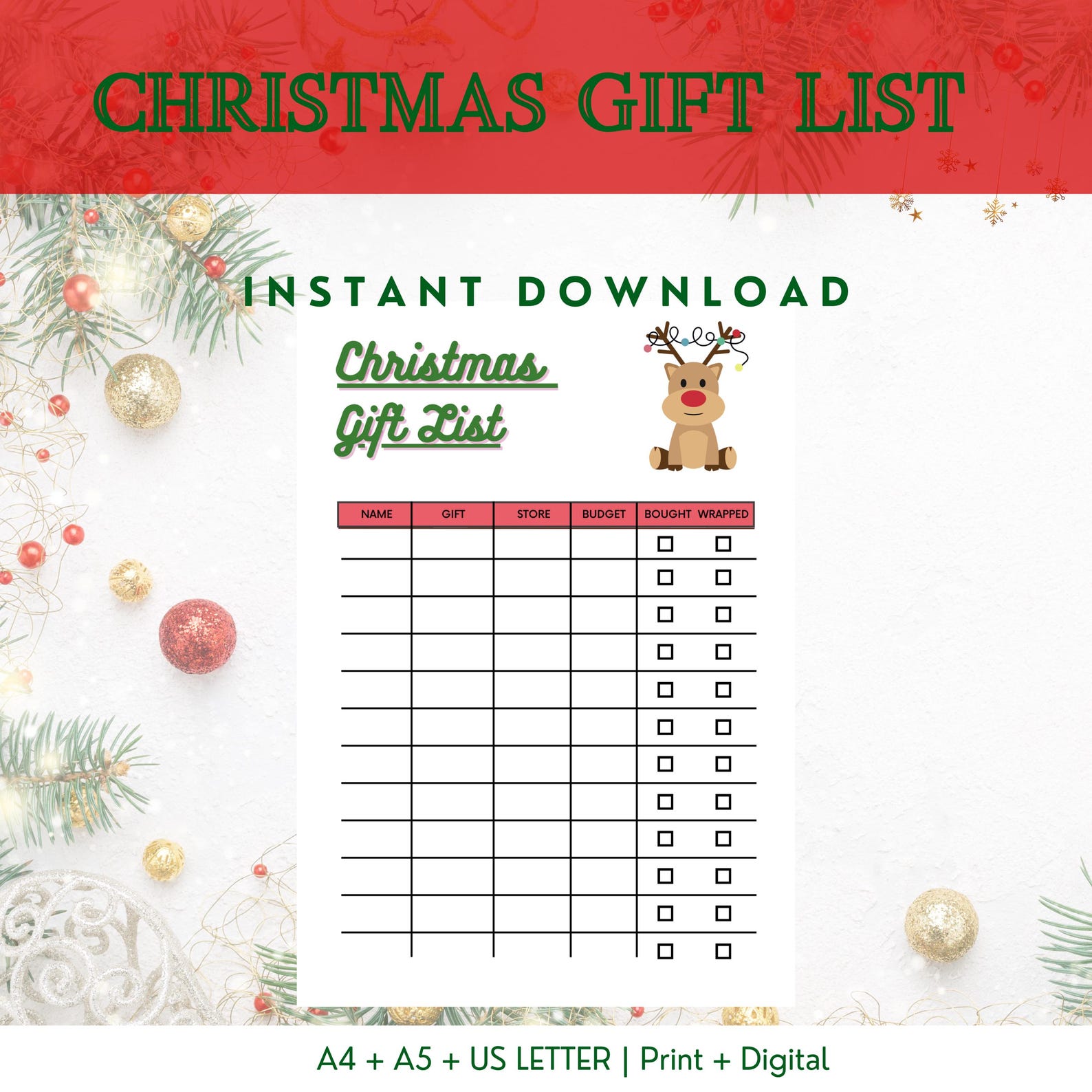 Christmas Gift List Printable Gift Planner Christmas Gift Tracker