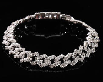 Women Moissanite Bracelet, 18k White Gold Plated , Tennis Moissanite Bracelet, Unique Engagement Bracelet,Gift For Her, Bracelet For Women