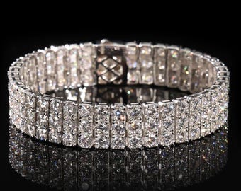 Women Moissanite Bracelet, 18k White Gold Plated , Tennis Moissanite Bracelet, Unique Engagement Bracelet,Gift For Her, Bracelet For Women