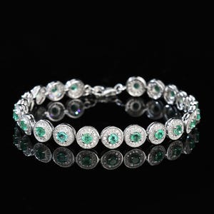 Green Emerald Bracelet, 18k White Gold Plated, Minimalist Emerald Bracelet, Bracelet Gift For Her, Personalized Bracelet For Mother