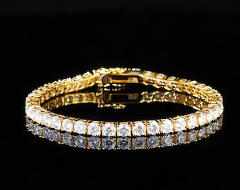 レディース モアッサナイトブレスレット、18Kホワイトゴールドメッキ