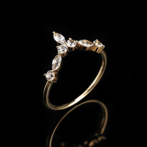 White Sapphire Ring,18k Solid Gold Ring, Marquise White Sapphire Ring, White Color Gemstone, Statement Sapphire Ring For Women, Gift For Her
