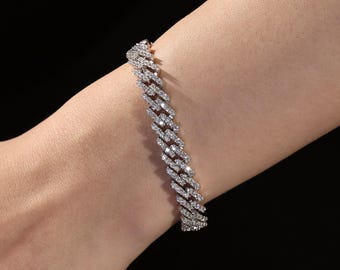 Women Moissanite Bracelet, 18k White Gold Plated , Tennis Moissanite Bracelet, Unique Engagement Bracelet,Gift For Her, Bracelet For Women