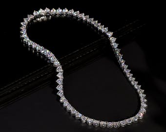 Women Moissanite Necklace,18k White Gold Plated , Tennis Moissanite Necklace, Unique Engagement Necklace, Gift For Her, Necklace For Women