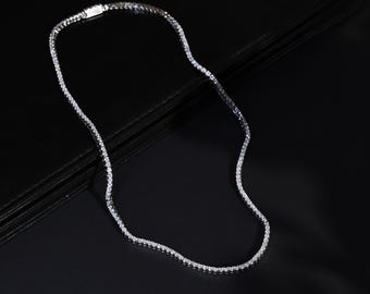Women Moissanite Necklace,18k White Gold Plated , Tennis Moissanite Necklace, Unique Engagement Necklace, Gift For Her, Necklace For Women