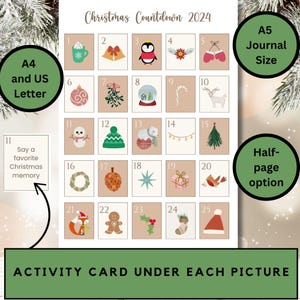 Christmas Advent Countdown Cutout Calendar 2024 Printable with Daily Activities for Kids and Adults- Neutral Version