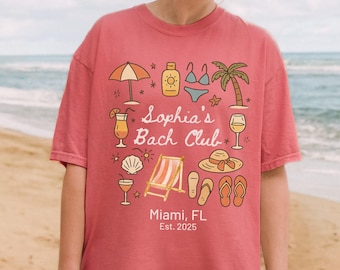 Custom Bach Club Bachelorette Shirt, Coastal Themed Bachelorette Party Comfort Colors®, Beach Club Shirt, Bridal Party Tee, Beach Bride Tee