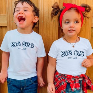 Big Bro Big Sis Est 2025 Shirt, Big Brother Announcement Tee, New Baby Announcement for brother and sister