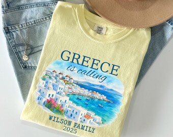 Comfort Colors® Custom Greece Vacation Shirt, Mediterranean Family Vacation, Greek Islands Shirt, Mediterranean Cruise Matching Shirt