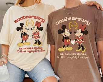 Camiseta de aniversario Disney Comfort Colors®, camiseta "Married Since", camiseta "Esposo y esposa Disney" para San Valentín, camiseta "Celebración de pareja"