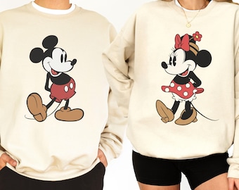 Vintage Disney Sweatshirt, Mickey Mouse Minnie Mouse Pose Sweatshirt, Disneyland Couple Sweatshirt, Disney Matching Shirt