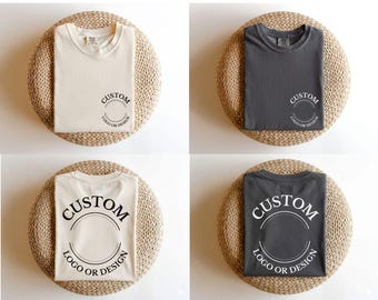 Comfort Colors® Custom Company Logo TShirt Personalized Shirt with Front Back Print, Custom Brand Shirt Custom Business Logo or Personal Use