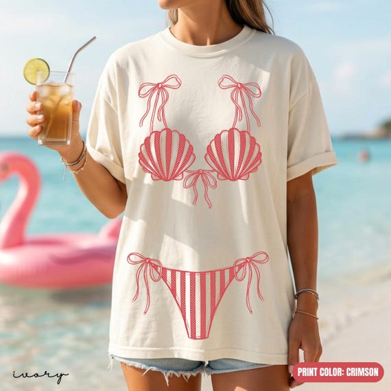 Comfort Colors® Custom Color Bikini Shirt, Girls Beach Party Coastal Trip Tee, Bikini Bachelorette Shirts