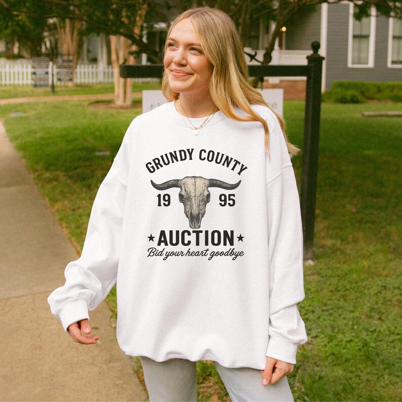 Grundy County Auction Vintage Inspired Sweatshirt, 90's Country Music, Western Boho Retro Music Band, Western Sweater, Country Music Top Bild 2