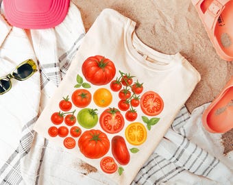 Comfort Colors® Tomato Shirt, Summer Graphic Tee, Cottagecore Clothing, Vintage Aesthetic Shirt, Cute Summer 2025 Shirt, Botanical Shirt