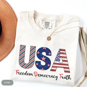 Comfort Colors® Patriotic Subtle FDT USA Tee, 4th of July FDT Shirt, Freedom Democracy Truth Shirt, Usa Anti Trump Tee, Anti Maga Shirt