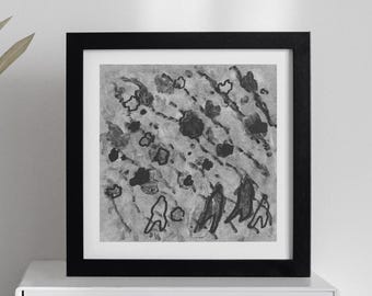ORIGINAL - Black Monotype Printing 30cmx30cm - Wall Art- Print - Wall Decor - Handmade