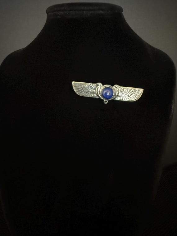 Vintage Egyptian Behdety Winged Sun Solid Sterlin… - image 2