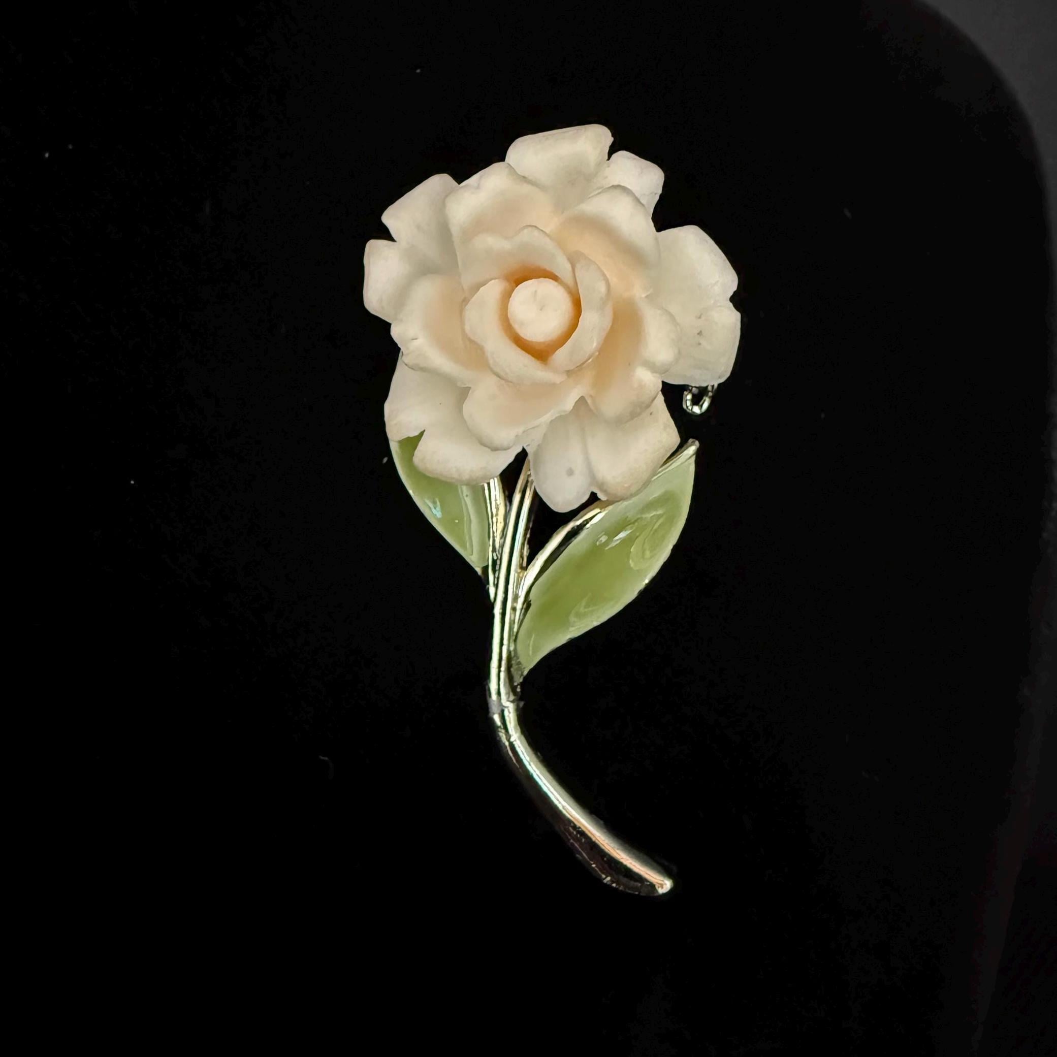 Vintage Rose Pin Brooch 14K Two Tone Gold 薔薇のブローチ Brooch JJ 