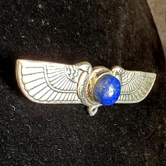 Vintage Egyptian Behdety Winged Sun Solid Sterlin… - image 3