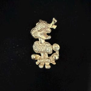 Vintage 1950s Poodle Dog Brooch Gold Tone Pin