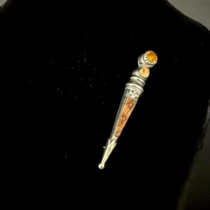 Antique Victorian Scottish Dirk Brooch Pin with Agate and Citrine in Sterling Silver Hallmarked
