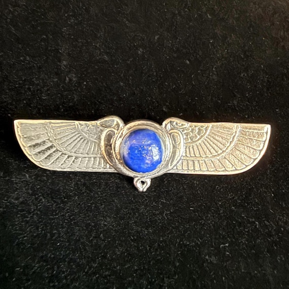 Vintage Egyptian Behdety Winged Sun Solid Sterlin… - image 1