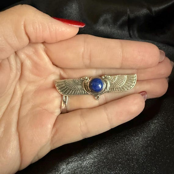 Vintage Egyptian Behdety Winged Sun Solid Sterlin… - image 6
