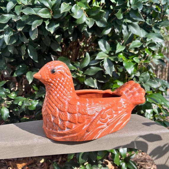 Lovely Whimsical Vintage Bird Planter - Terracotta Ceramic Planter - 1985  Teleflora Brazil - Spring Gift for Gardener or Nature Lover