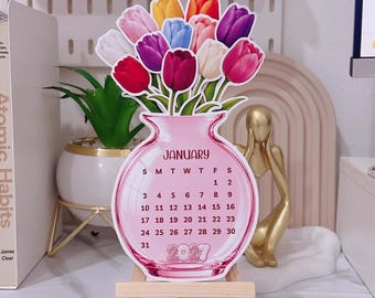Tulpen-Pop-Up-Tischkalendervorlage 2027