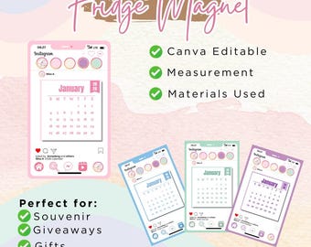 2026-2027 IG-style Fridge Magnet Calendar Template
