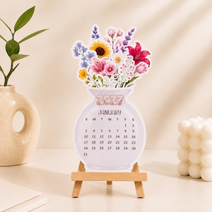 2027 Flower Pop-Up Desk Calendar Template