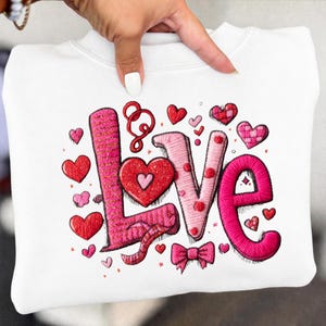 Retro Valentine Love PNG, Faux Yarn Embroidery (Digital Download)
