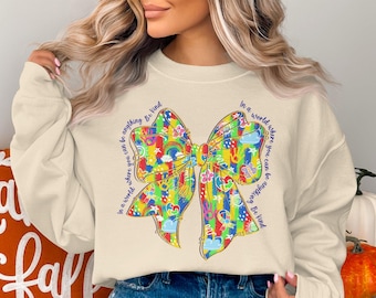 Autism Awareness Coquette Bow PNG: Sublimation Design (Digital Download)