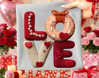 Faux Crochet Yarn Valentine Heart PNG, Coquette Love Design