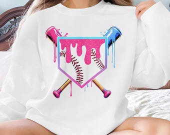 Baseball Mama Ice Cream Drip Design: PNG & SVG File